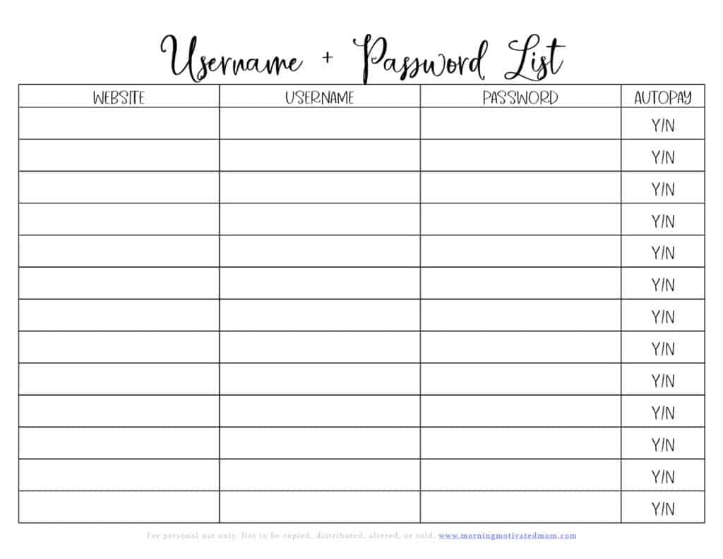 Organize you home life with the free Bill Organization Printables. Bill Payment Checklist, Username and Password List, and Pre-Authorized Payment Tracker. Simplify, stay on track, and manage your home well! Bill Organization | Budgeting Tips | Free Money Printables