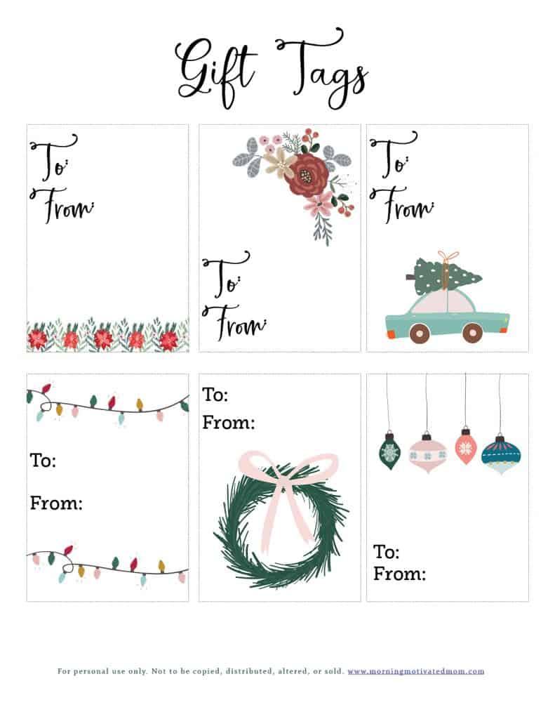 Make your Christmas presents festive with these free gift tags. There are two different styles. Just print and then either place them on the package or tie them onto your gift. Free Gift Tags DIY Handmade #christmaspresent #gifttags #holidaygifting