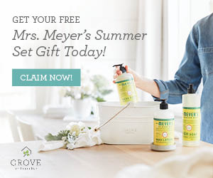 Summer Cleaning Set. Get a Free Mrs. Meyers Cleaning Kit. How Grove Collaborative works. Get products mailed conveniently to your home. It's easy to skip a month if needed!