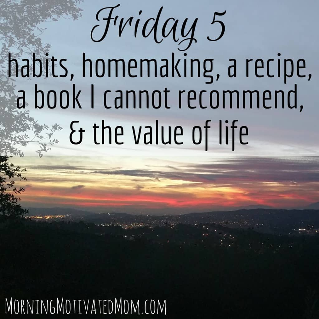 Friday Five…Habits, Homemaking, and the Value of Life