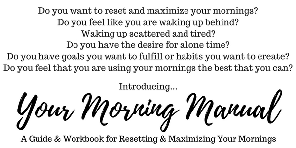 Do you want to reset and maximize your mornings? Do you feel like you are waking up behind? Waking up scattered and tired? Do you have the desire for alone time? Do you have goals you want to fulfill or habits you want to create? Do you feel that you are using your mornings the best that you can? Introducing Your Morning Manual: A Guide and Workbook for Resetting and Maximizing Your Mornings
