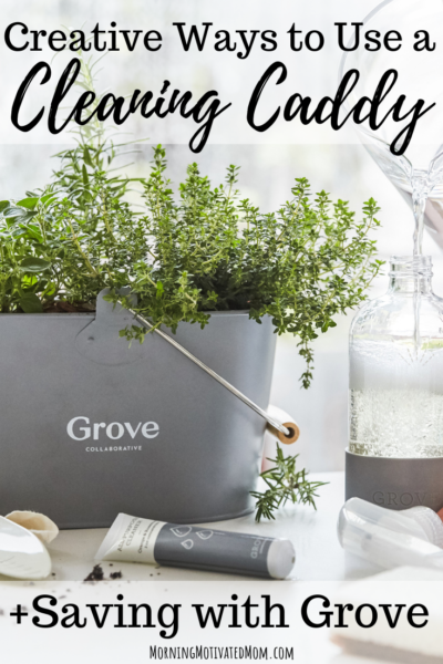 Creative Ways to Use a Cleaning Caddy. Plus how to save money on cleaning supplies with Grove Collaborative.