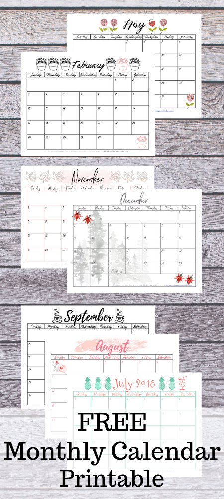Free Monthly Calendar Printable | Get a new monthly calendar sent to you each month. | Free Printables | Organization Tips | Stay Organized and Write It Down!