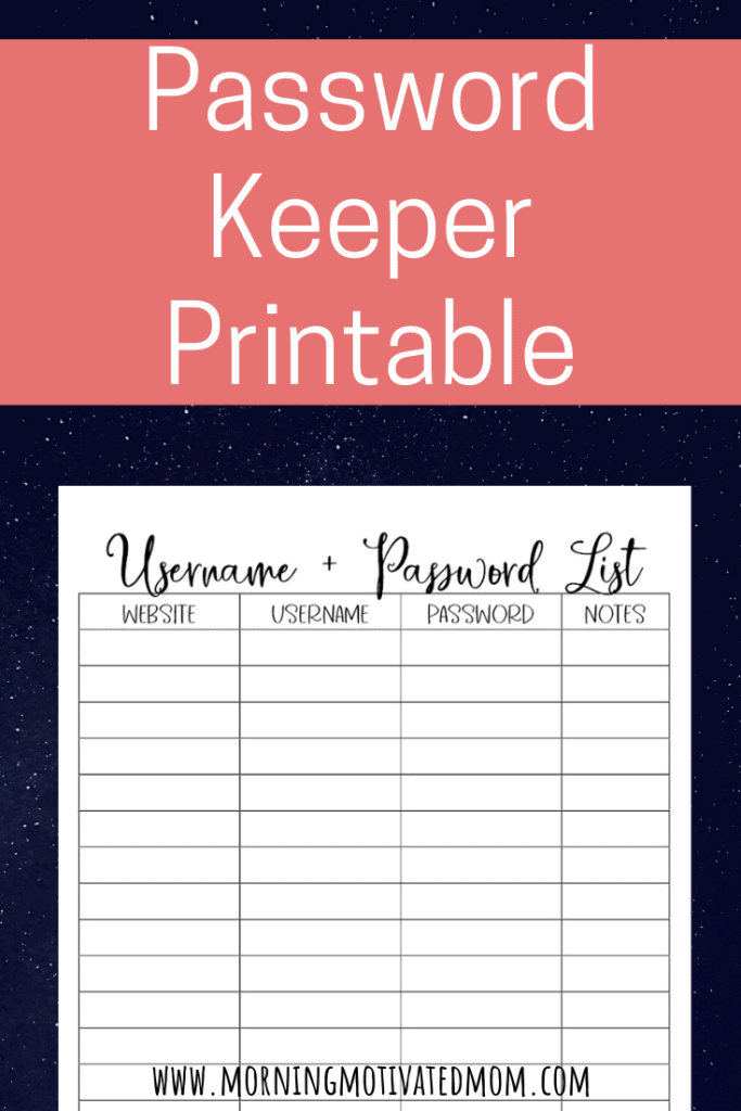 Use this Free Printable Password Keeper to help you stay organized. Record your username and password for all the sites you visit. This will save you time so you don't have to look up your password multiple times or reset it yet another time. Tracker your passwords on this free printable and save yourself time! #passwordlogs #diy #printables