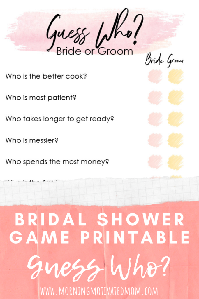 Fun and Low-Key Bridal Shower Games - Bridal Shower Game Printable Guess Who? Bride or Groom. Free Printable Shower Games.