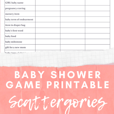 Baby Shower Scattergories Game