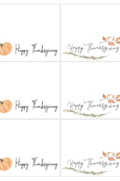 Make your Thanksgiving table a bit more festive! Print off these free Thanksgiving Placecards. Handwrite the names if you choose. #thanksgiving #happythanksgiving #thanksgivingtable